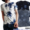 【ポイント10倍】Tシャツ 半袖Tシャツ インディゴ染め ポケット付きTシャツ ヤシの木 メンズ サーフ系 ビター プリント EVOLUTION【あす楽対応】【あす楽_土曜営業】【あす楽_日曜営業】
