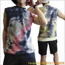 【ポイント10倍】ノースリーブ メンズ タイダイ Tシャツ 刺しゅう入り ワンポイント カットオフ ミニ裏毛 ムラ染め タイダイ染め EVOLUTION【あす楽...