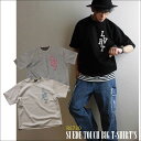 【送料無料】【ポイント10倍】スウェード タッチ メンズ ロゴ 刺しゅう ビッグサイズ 半袖 Tシャツ スエード BIG サガラ刺繍 半袖T ドローコード ユニセックス ジェンダーレス 男女兼用