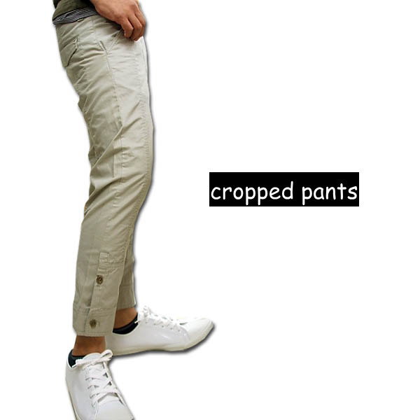 Rakuten - 【ポイント10倍】クロップドパンツ メンズ 8分丈 ハーフパンツ 裾ボタン 使い ウォッシュ加工 L.Z.G【あす楽対応】【あす楽_土曜営業】【あす楽_日曜営業】