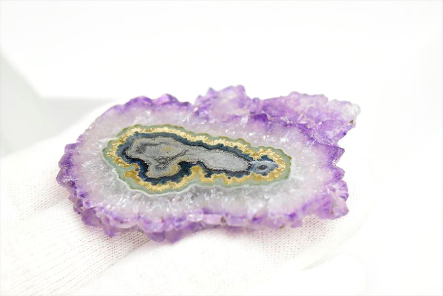 フラワーアメジスト スライス スタラクタイト 原石 ◆ウルグアイ・アルティガス産◆ 約16.4g 紫水晶｜アメジストクラスター｜原石｜Artigas Uruguay｜スタラクタイト｜鍾乳石｜天然石｜パワーストーン｜プレゼント ■39ショップ■500