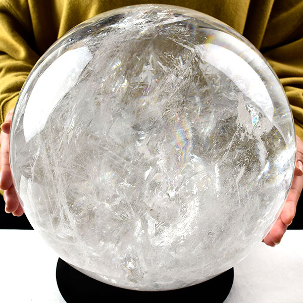 動画あり◆超超大玉・約29cm珠◆エクストラグレード 天然レインボー水晶ブラジル・バイーア州・アレグレ産最高級超大玉 専用切株台座付きブラジル｜水晶｜アイリスクォーツ｜丸玉｜スフィア｜天然水晶｜虹入り｜水晶｜置物■39ショップ■のサムネイル