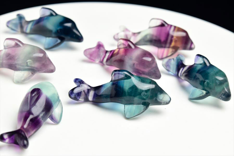 フローライト 蛍石 イルカ 置物マルチカラー 【販売単位：1個】蛍石｜フローライト｜ドルフィン｜タンブル｜ポリッシュ｜イルカ｜天然石｜パワーストーン ■39ショップ■
