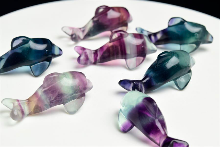 フローライト 蛍石 イルカ 置物マルチカラー 【販売単位：1個】蛍石｜フローライト｜ドルフィン｜タンブル｜ポリッシュ｜イルカ｜天然石｜パワーストーン ■39ショップ■