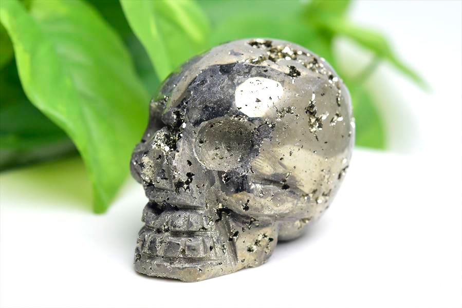 パイライト クラスター スカル 髑髏 置物約476g ■ペルー・ワンサラ鉱山産■｜黄鉄鉱｜天然石｜パワーストーン｜クラスター｜スカル｜ドクロ｜天然石｜オブジェ｜磨き石｜パイライト｜原石｜ ■39ショップ■30
