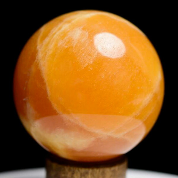  現物撮影  オレンジカルサイト 丸玉 スフィア 置物 メキシコ産  約74.5m...