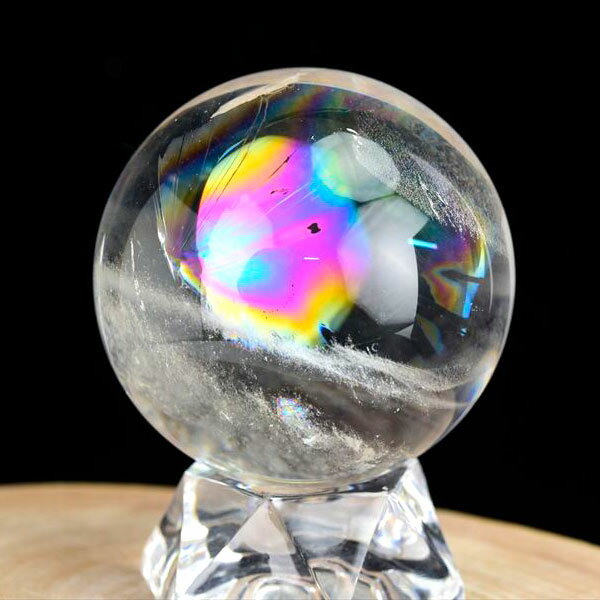 レインボー水晶 丸玉 スフィア アイリスクォーツ 天然水晶  現物画像 約5...