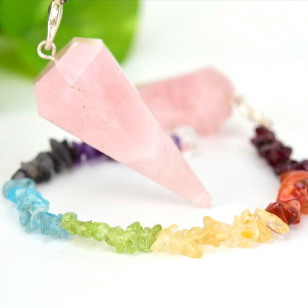 Rakuten - ローズクォーツ チャクラ ペンデュラム【インド製】【種類お任せ】紅石英｜ローズクォーツ｜6ファセット｜7チャクラ｜ペンジュラム｜天然石｜パワーストーン｜振り子｜ダウジング｜卸 ■39ショップ■