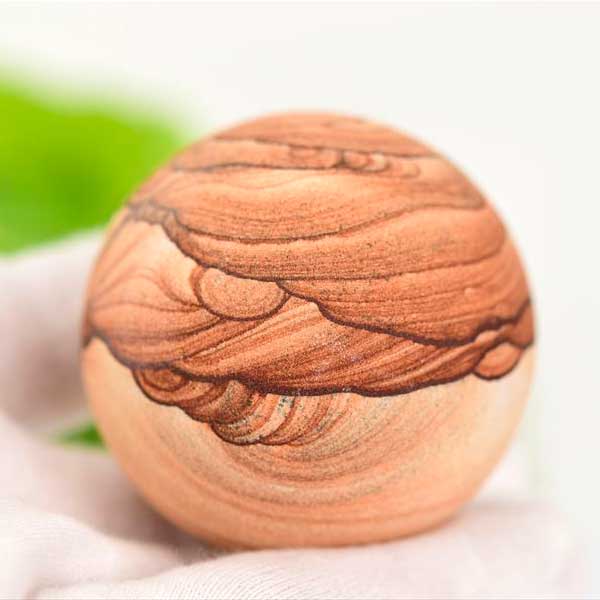 Rakuten - サンドストーン ナバホストーン 丸玉 スフィア 置物 台座付アメリカ・アリゾナ州産 【約55.4mm珠】砂岩｜ナバホストーン｜サンドストーン｜ユタ｜モニュメントバレー｜天然石 ■39ショップ■