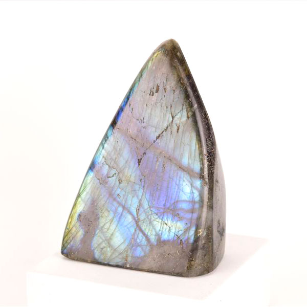 ラブラドライト フリーフォーム 磨き石 置物 マダガスカル産  約682g 曹...