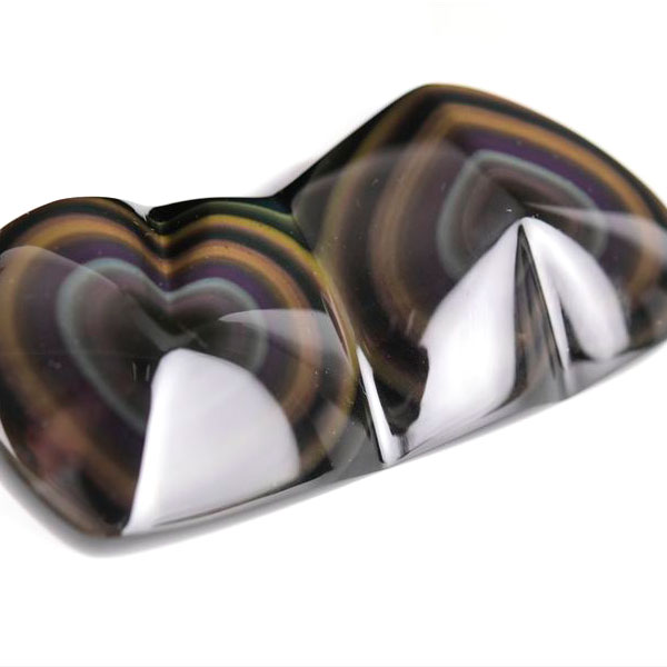 Rakuten - レインボー オブシディアン ダブルハート 置物 メキシコ産 【約65.8g】レインボーオブシディアン｜オブシディアン｜ハート｜ハート型｜天然石｜オブジェ｜磨き石｜ポリッシュ｜タンブル｜ ■39ショップ■