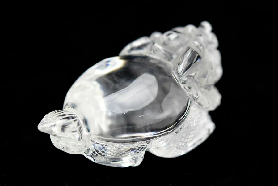 ◆正財運◆ 天然 水晶 龍亀 ロングイ彫刻 置物【約204.7g】｜天然水晶｜風水置物｜開運｜水晶｜ロングイ｜龍｜亀｜天然石｜パワーストーン｜お守り■39ショップ■