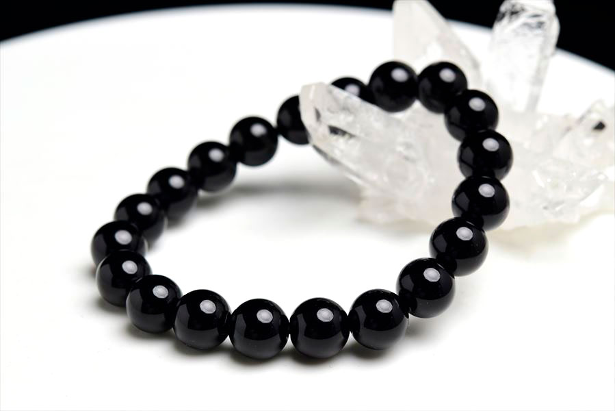 黒水晶 モリオン AAAA ブレスレット 【約10mm珠】【鑑別済】│黒水晶│モリオン│カンゴーム｜ブレスレット｜天然石｜パワーストーン ■39ショップ■