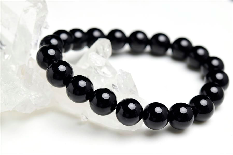 黒水晶 モリオン AAAA ブレスレット 【約10mm珠】【鑑別済】│黒水晶│モリオン│カンゴーム｜ブレスレット｜天然石｜パワーストーン ■39ショップ■