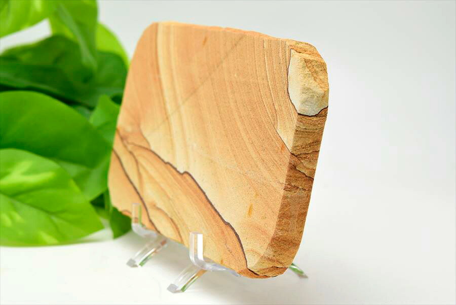 サンドストーン ナバホストーン プレート トレイ【アメリカ・アリゾナ州産】【スタンド付き】【約369g】砂岩｜ナバホストーン｜サンドストーン｜アリゾナ｜モニュメントバレー｜ディスプレイ｜オブジェ｜板｜置物 天然石 ■39ショップ■