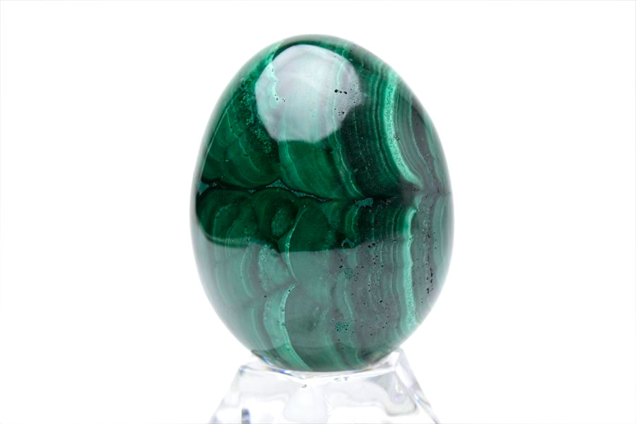 マラカイト 孔雀石 卵型 置物 台座付きコンゴ・カタンガ州産 【高さ：約61.6mm】マラカイト｜孔雀石｜エッグシェイプ｜たまご型｜エッグ型｜コンゴ産｜ 天然石｜パワーストーン｜■39ショップ■