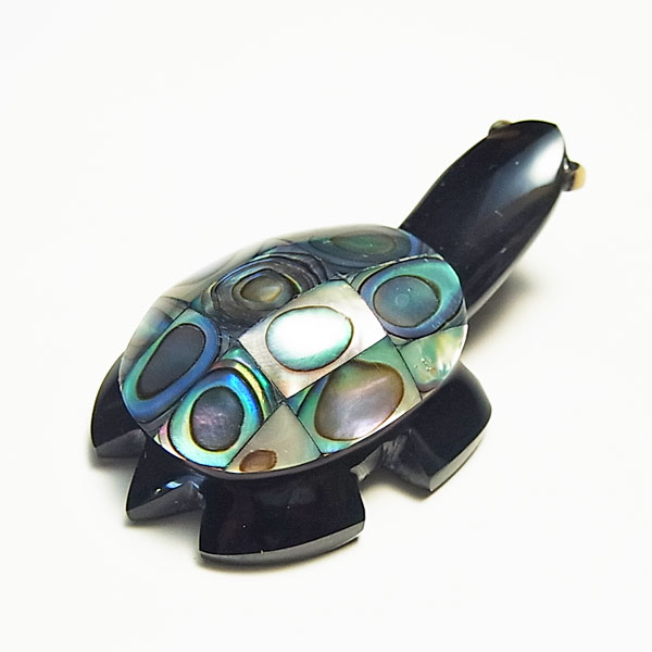 アヴァロン貝 アヴァローニ貝 オブシディアン 亀 置物 【メキシコ産】【Sサイズ】オブシディアン｜アヴァロン貝｜亀｜置物｜ツーソン｜TUCSON｜ ■39ショップ■