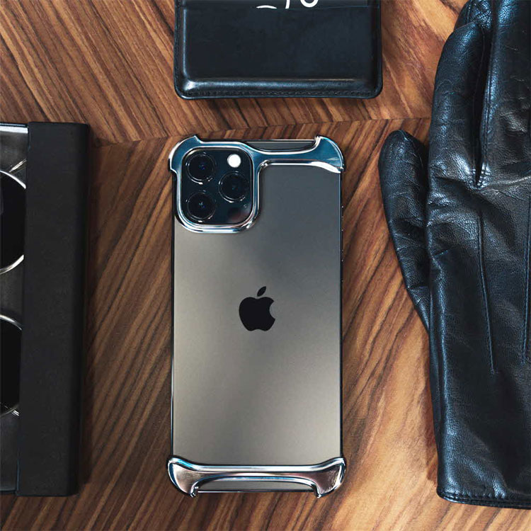 iPhone 13 Pro Max 6.7 ケース アルミバンパー Arc Pulse iPhone13ProMax アイフォン13ProMax スマホケース 背面 バック カバー チタン合金 SEBS 衝撃保護 シルバー バンパー型 iPhoneケース チタン・シルバー お取り寄せ