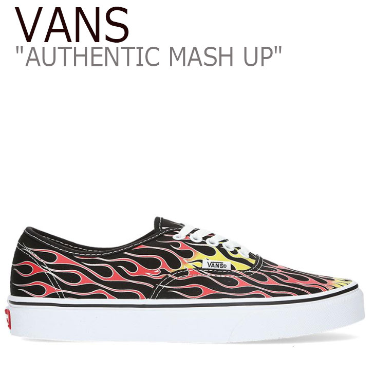 バンズ オーセンティック スニーカー VANS メンズ AUTHENTIC MASH UP オーセンティック マッシュアップ FLAME BLACK フレーム ブラック WHITE ホワイト VN0A38EMVKJ シューズ