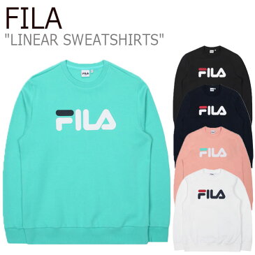 フィラ トレーナー FILA メンズ レディース LINEAR SWEATSHIRTS リニア スウェットシャツ EMERALD エメラルド SALMON サモン INK NAVY インク ネイビー OFF WHITE オフ ホワイト BLACK ブラック FS2POC1001X ウェア