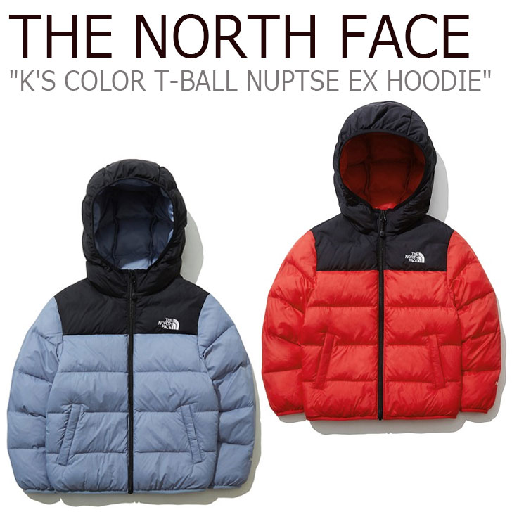 ノースフェイス ジャケット THE NORTH FACE キッズ K'S COLOR T-BALL NUPTSE EX HOODIE カラー ティーボール ヌプシ EX フーディー RED レッド BLUE ブルー NJ3NL51T/U ウェア 【中古】未使用品