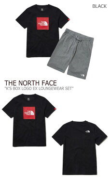 ノースフェイス セットアップ THE NORTH FACE キッズ K'S BOX LOGO EX LOUNGEWEAR SET ボックス ロゴ ラウンジウェア セット WHITE ホワイト BLACK ブラック BLUE ブルー NT7UL31S/T/U ウェア 【中古】未使用品
