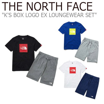 ノースフェイス セットアップ THE NORTH FACE キッズ K'S BOX LOGO EX LOUNGEWEAR SET ボックス ロゴ ラウンジウェア セット WHITE ホワイト BLACK ブラック BLUE ブルー NT7UL31S/T/U ウェア 【中古】未使用品