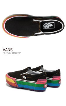 バンズ スリッポン スニーカー VANS レディース SLIP-ON STACKED GLITTER スリップオン スタックド グリッター BLACK ブラック RAINBOW レインボー VN0A4TZVWW11 シューズ