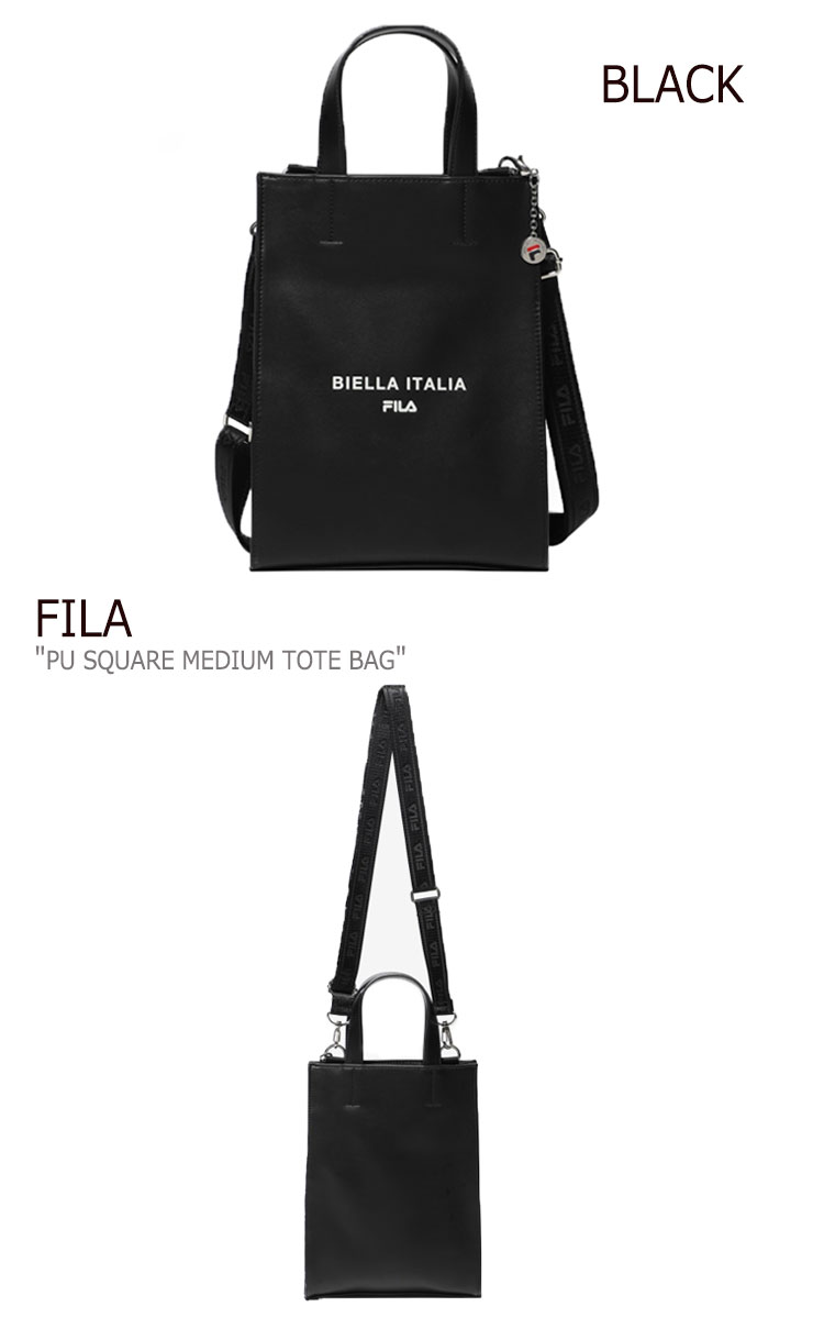 フィラ バッグ FILA メンズ レディース PU SQUARE MEDIUM TOTE BAG PU スクエア ミディアム トートバッグ OFF WHITE オフホワイト BLACK ブラック FS3BCD5250X バッグ 【中古】未使用品