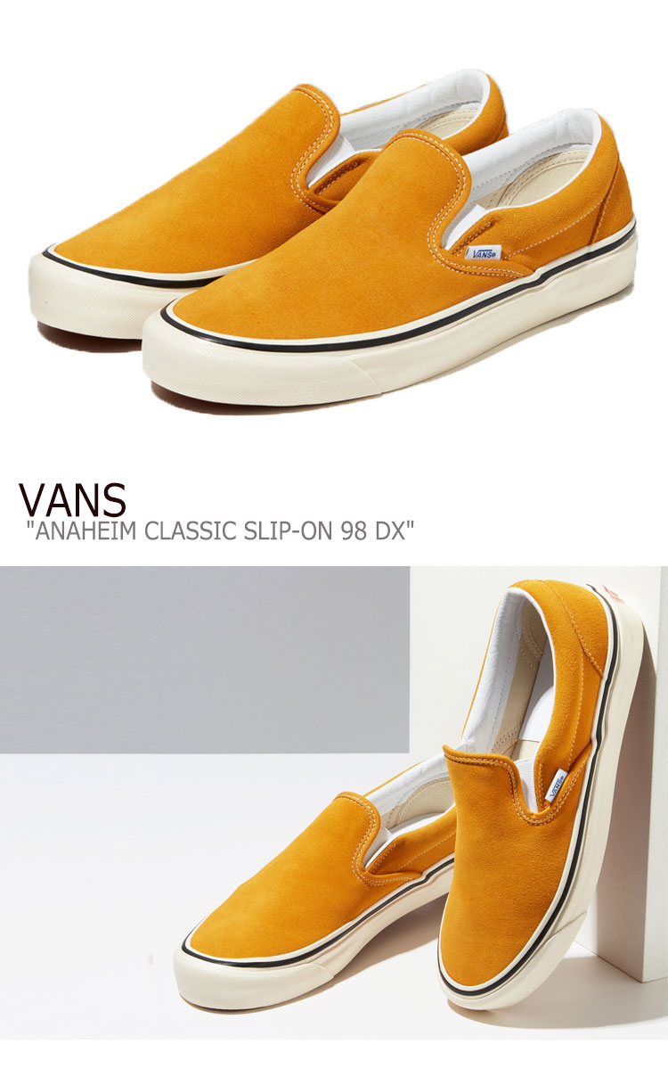 バンズ スリッポン スニーカー VANS メンズ レディース ANAHEIM CLASSIC SLIP-ON 98 DX アナハイム クラシック スリッポン 98 DX YELLOW イエロー VN0A3JEX1KG1 シューズ