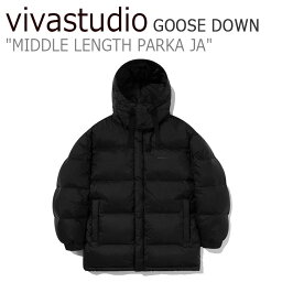 ビバスタジオ ダウン vivastudio メンズ レディース GOOSE DOWN MIDDLE LENGTH PARKA JA グースダウン ミドル レングス パーカ BLACK ブラック JAVD04 ウェア