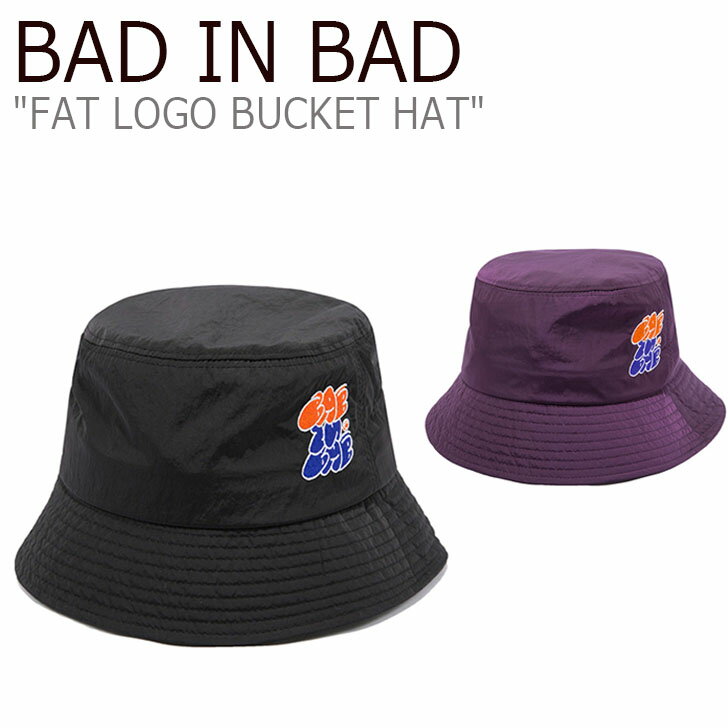 バッドインバッド バケットハット BAD IN BAD メンズ レディース FAT LOGO BUCKET HAT ファット ロゴ バケット ハット PURPLE パープル BLACK ブラック 21BASPEHTU001BK/DP ACC 1