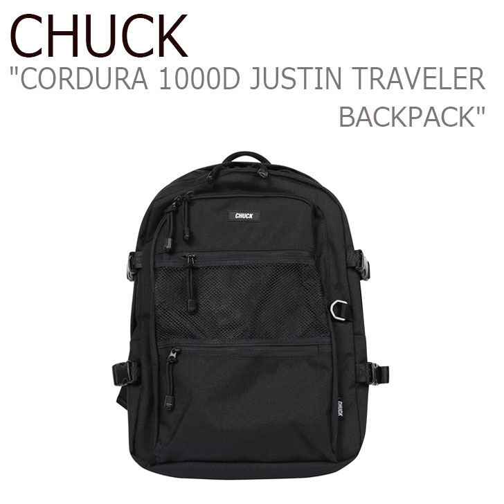 チャック バックパック CHUCK メンズ レディース CORDURA 1000D JUSTIN TRAVELER BACKPACK コーデュラ 1000D ジャスティン トラベラーバックパック BLACK ブラック CWACBPTR01BK バッグ