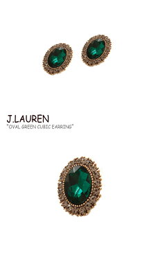 ジェイローレン ピアス J.LAUREN レディース OVAL GREEN CUBIC EARRING オーバル グリーン キュービック イヤリング GREEN グリーン 韓国アクセサリー M03482 ACC