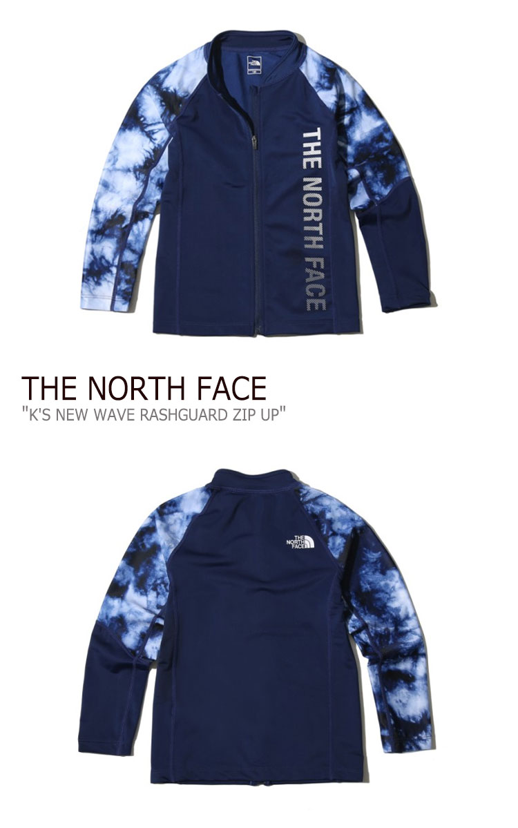 ノースフェイス 水着 THE NORTH FACE 男の子 女の子 K'S NEW WAVE RASHGUARD ZIP UP キッズ ニュー ウェーブ ラッシュガード ジップアップ 長袖 NAVY ネイビー NJ5JK07S ウェア【中古】未使用品