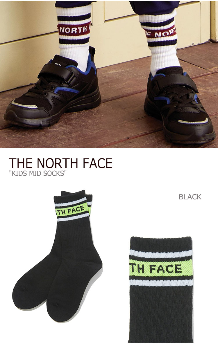 ノースフェイス 靴下 THE NORTH FACE 男の子 女の子 KIDS MID SOCKS キッズ ミッド ソックス BLACK ブラック WHITE ホワイト LILAC リラック NY4MM00R/S/T ウェア 【中古】未使用品