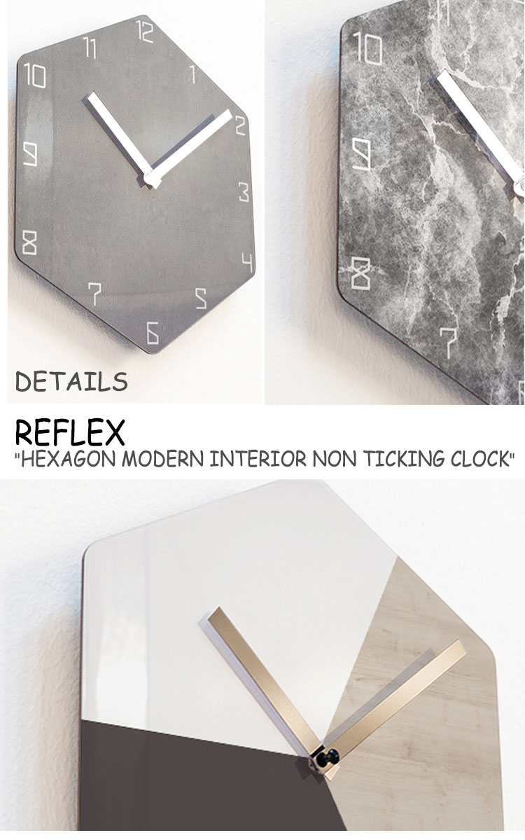 リフレックス 壁掛け時計 REFLEX HEXAGON MODERN INTERIOR NON TICKING CLOCK ヘキ...