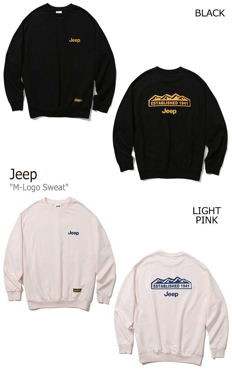 ジープ トレーナー Jeep メンズ レディース M-Logo Sweat Mロゴ スウェットシャツ BLACK ブラック GREY グレー PINK ピンク PURPLE パープル NAVY ネイビー MINT ミント GL5TSU841BK/MG/LP/UP/NA/MT 起毛なし ウェア