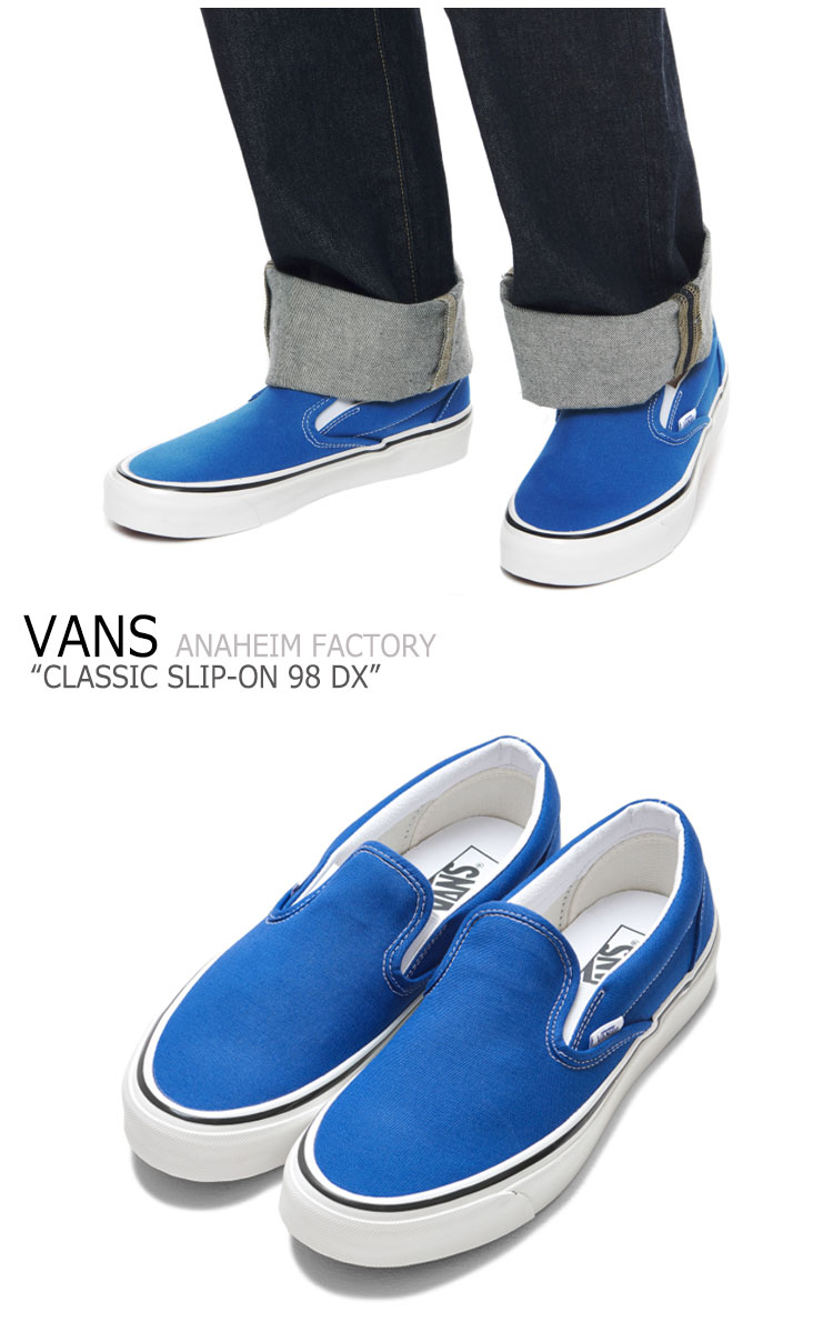 バンズ スリッポン スニーカー VANS メンズ レディース CLASSIC SLIP-ON 98 DX ANAHEIM FACTORY クラシック スリッポン 98 DX アナハイム ファクトリー BLUE ブルー VN0A3JEXQA51 シューズ【中古】未使用品