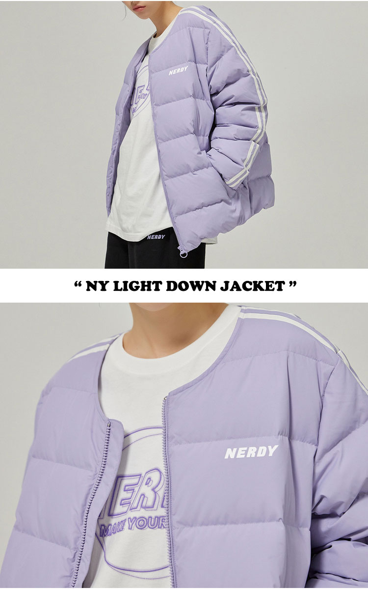 ノルディ アウター NERDY メンズ レディース NY LIGHT DOWN JACKET NY ライト ダウン ジャケット BLACK ブラック CREAM クリーム LIGHT PURPLE ライト パープル PNEW21DJ0501/02/36 ノルディー ウェア