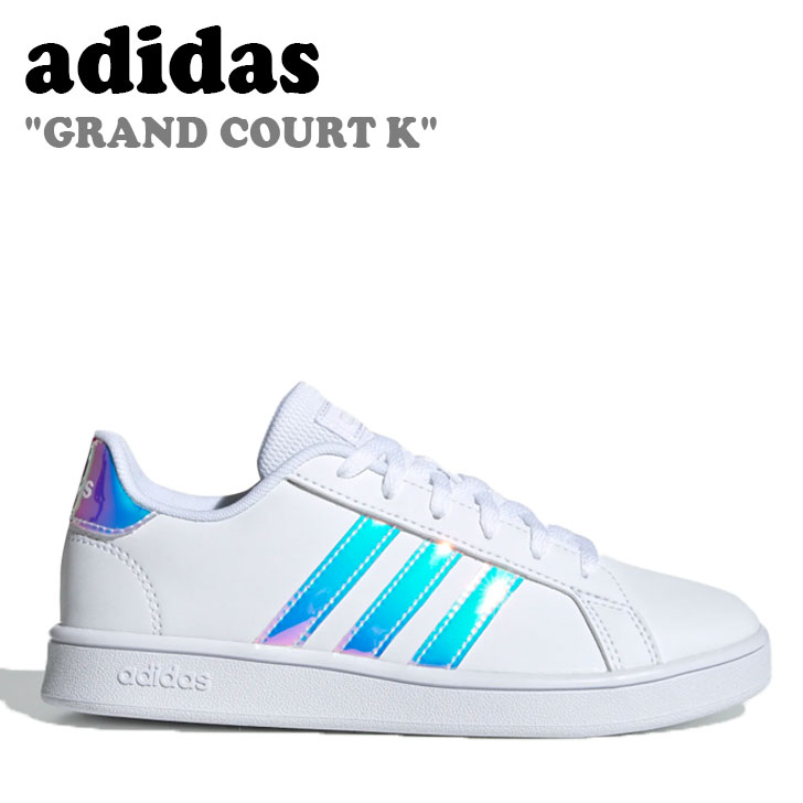 【中古】アディダス スニーカー adidas レディース GRAND COURT K グランド コート キッズ WHITE ホワイト HOLOGRAM ホログラム FW1274 シューズ未使用品