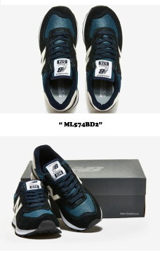 ニューバランス 574 スニーカー New Balance メンズ レディース ML 574 BD2 BLUE ブルー BLACK ブラック ML574BD2 シューズ 【中古】未使用品