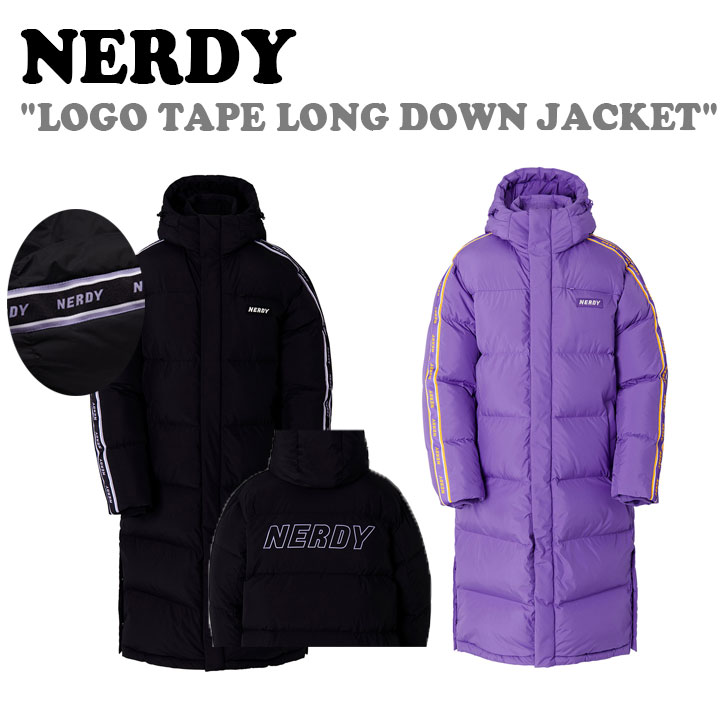 ノルディ アウター NERDY メンズ レディース LOGO TAPE LONG DOWN JACKET ロゴ テープ ロング ダウン ジャケット BLACK ブラック PURPLE パープル PNEW21DJ0901/17 ノルディー ウェア