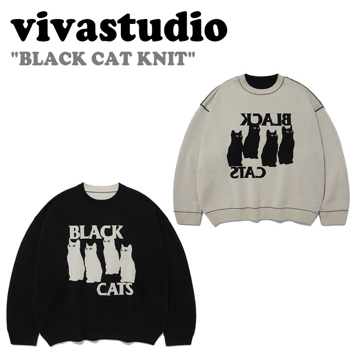 ビバスタジオ ニット vivastudio メンズ レディース BLACK CAT KNIT ブラック キャット 2ウェイニット BLACK ブラック LSVK09 ウェア
