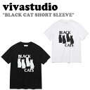 リー ペアTシャツ ビバスタジオ 半袖Tシャツ vivastudio メンズ レディース BLACK CAT SHORT SLEEVE ブラック キャット ショート スリーブ BLACK ブラック WHITE ホワイト LSVT100 ウェア