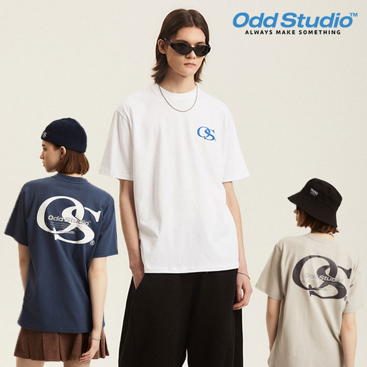 オッドスタジオ 半袖Tシャツ ODD STUDIO 正規販売店 OS Serif Logo T-shirts OS セリフ ロゴ Tシャツ SAND GRAY サンドグレー DUST BLUE ダストブルー WHITE ホワイト OO2MURT109 ウェア
