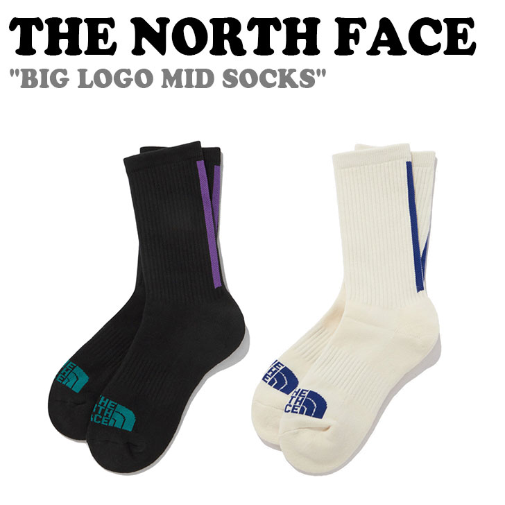 楽天upsukeノースフェイス 靴下 THE NORTH FACE メンズ レディース BIG LOGO MID SOCKS ビッグ ロゴ ミッド ソックス BLACK ブラック CREAM クリーム NY4MN50J/K ウェア 【中古】未使用品