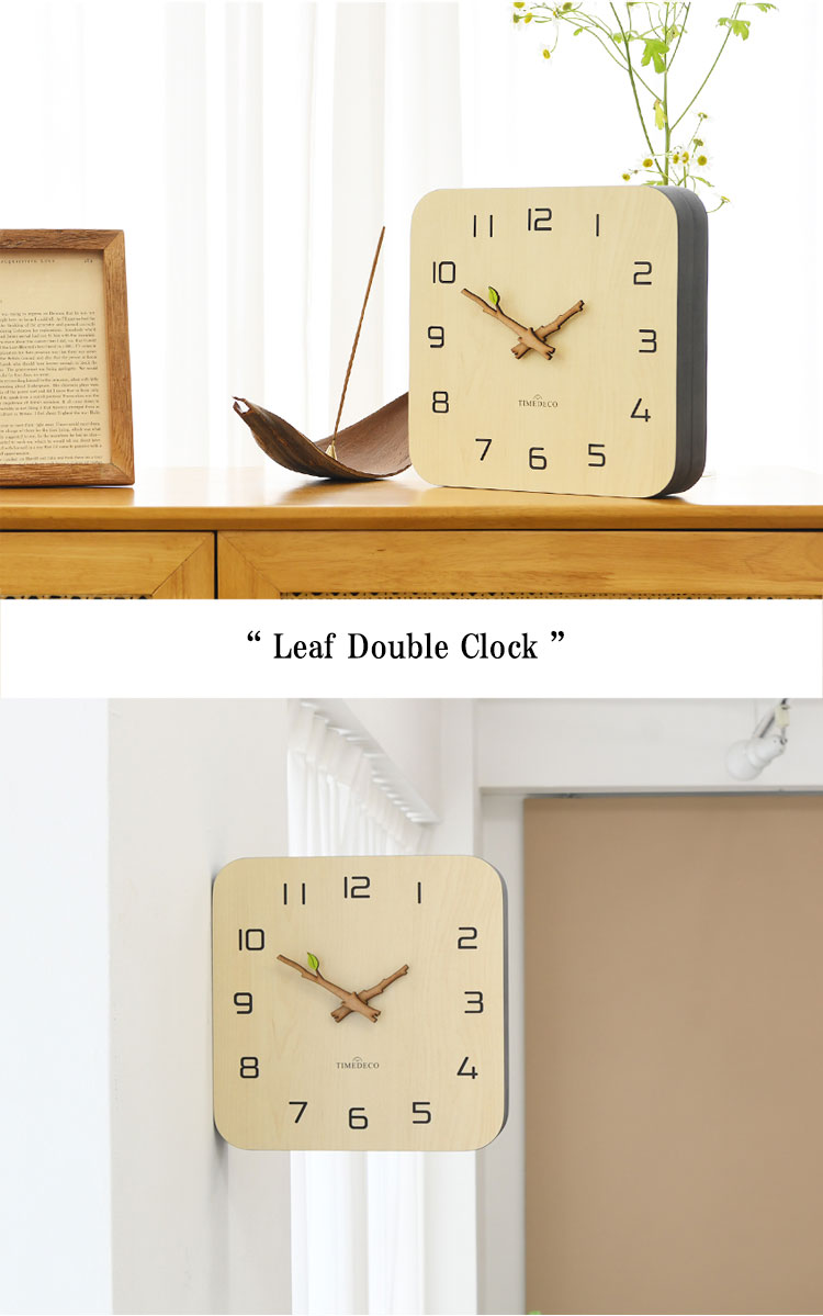 タイムデコ 掛け時計 TIMEDECO 正規販売店 Leaf Double Clock 木の葉 両面掛け時計 卓上時計 置き時計 Natural ナチュラル おしゃれ インテリア雑貨 韓国雑貨 5345218 ACC