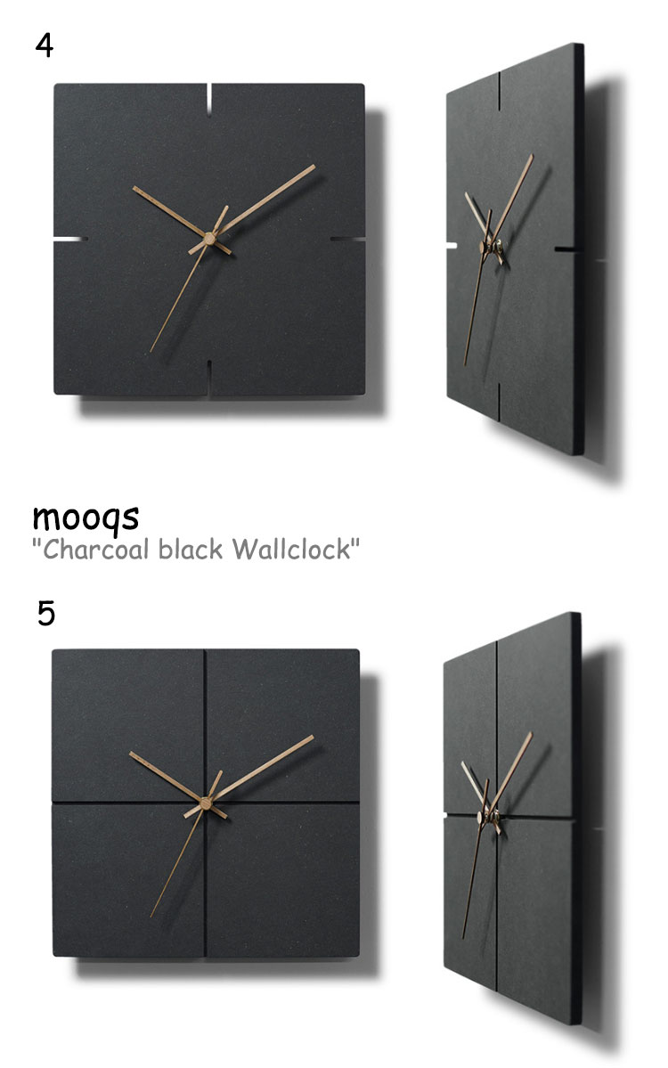 ムクス 壁掛け時計 Charcoal black Wallclock 4/5/6 チャコール ブラック ウォール クロック ノイズレス CHARCOAL BLACK 韓国雑貨 1539959/1539958/1539957 ACC [2]
