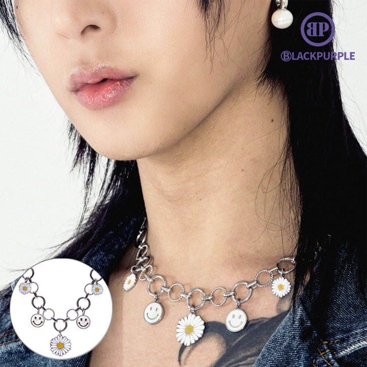 ブラックパープル ネックレス BLACKPURPLE 正規販売店 5P happyday necklace 5P ハッピーデー ネックレス SILVER シルバー 韓国アクセサリー HF025N ACC